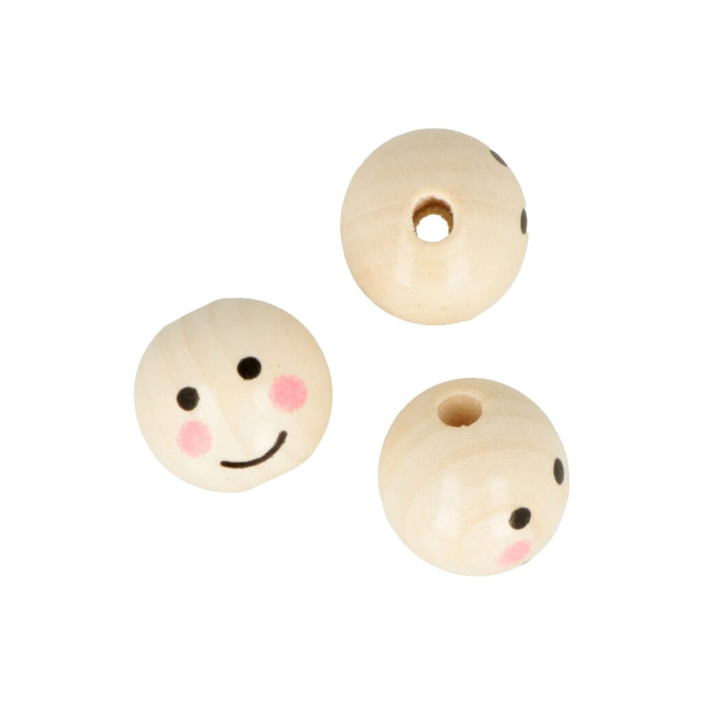 12 perles en bois visage 25 mm - Artemio