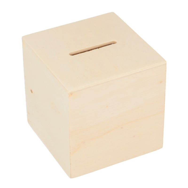 6 houten spaarpotten 6x6x6 cm - Artemio