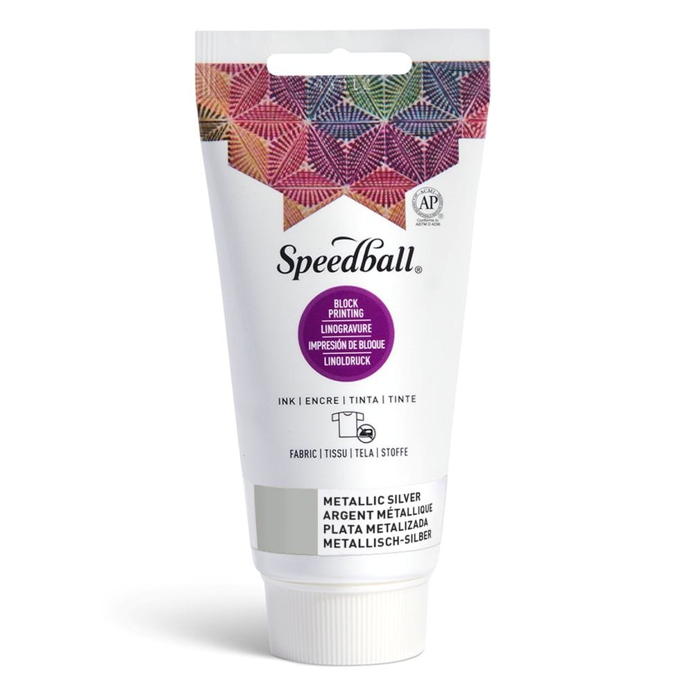 Fabric block printing ink metallic silver - Speedball