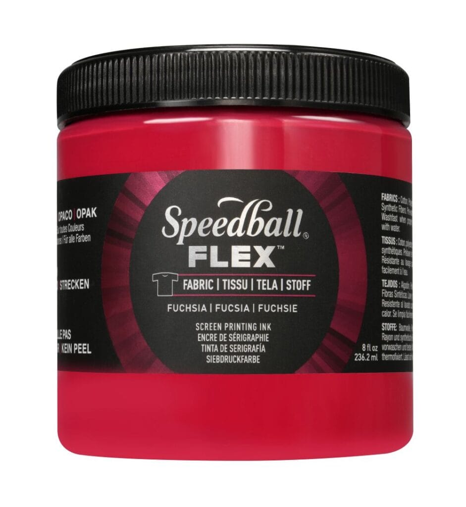 Flex fabric ink fushia screen printing - Speedball