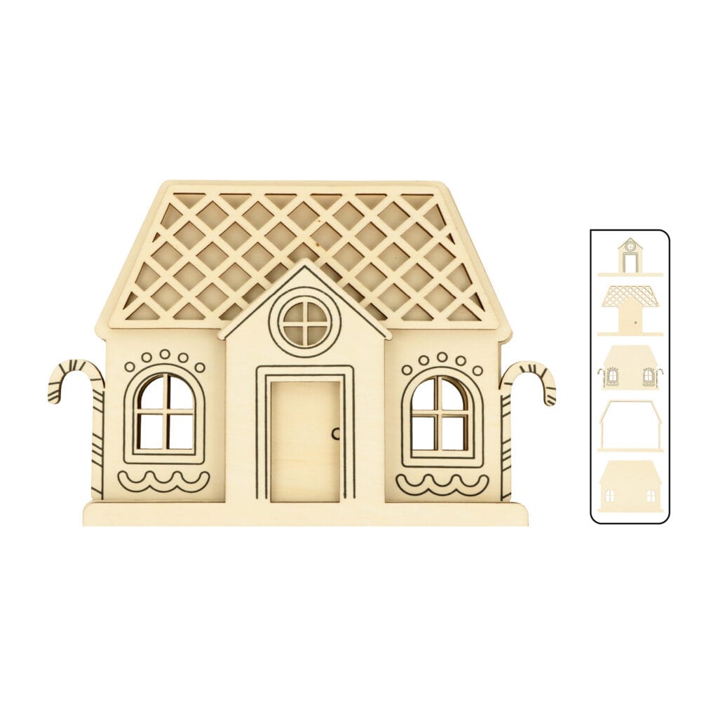 5 houten silhouetten huis - Artemio