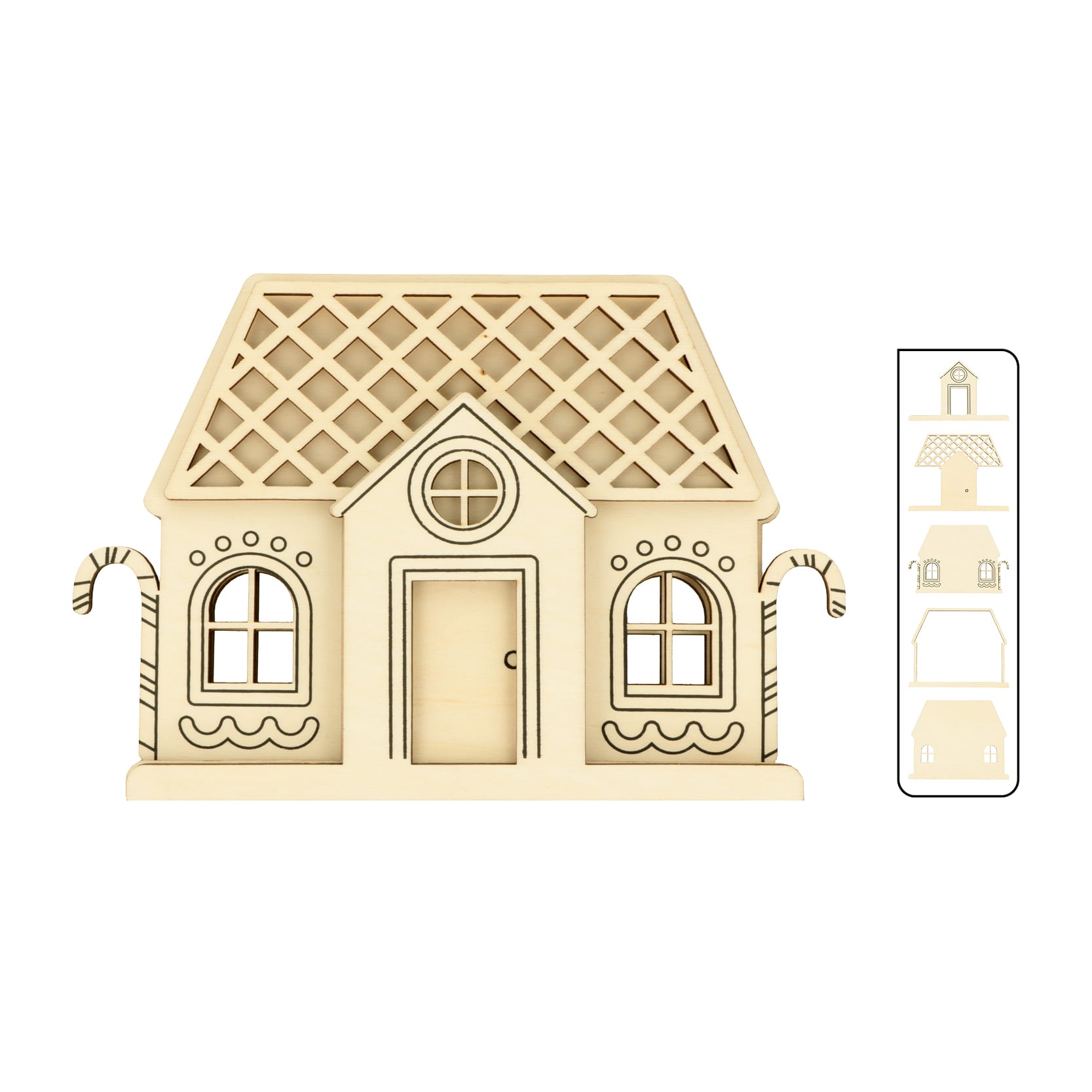 5 houten silhouetten huis - Artemio - Afbeelding 1