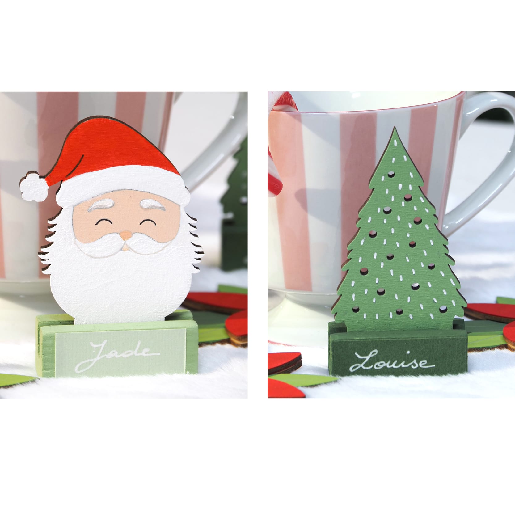 6 porte-noms en bois Noël - Artemio – Image 2