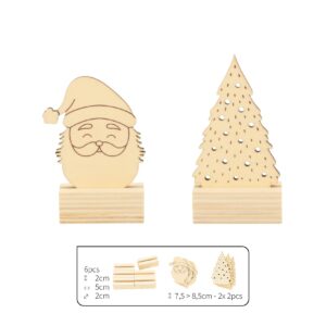 6 porte-noms en bois Noël - Artemio – Image 1