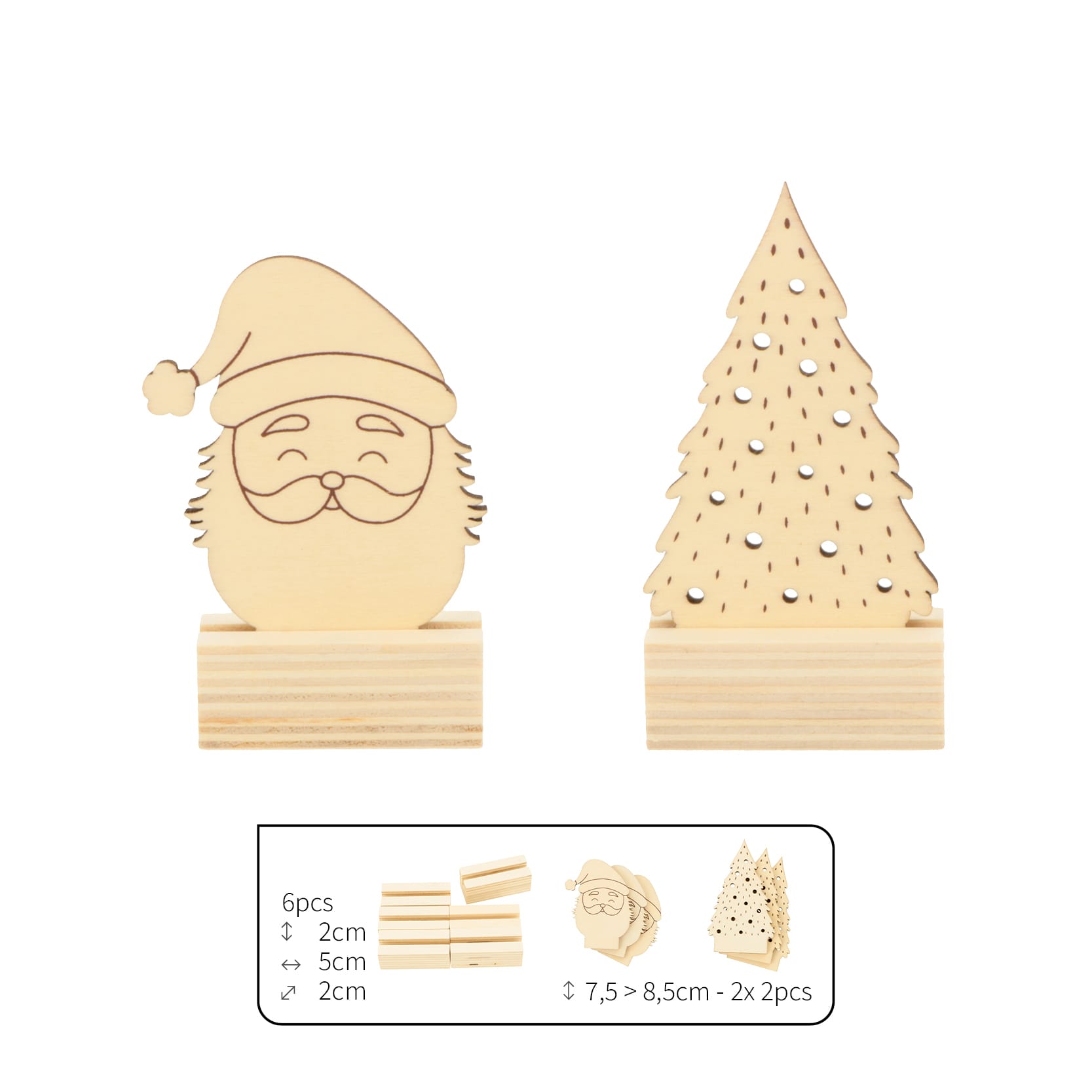 6 porte-noms en bois Noël - Artemio – Image 1