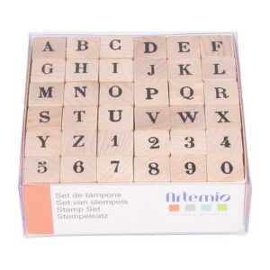 Set tampons alphabet - 1,5 cm - bois - Artemio