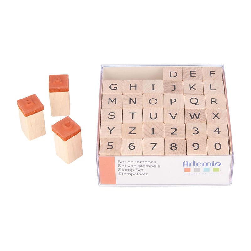 Set tampons alphabet - 1,5 cm - bois - Artemio