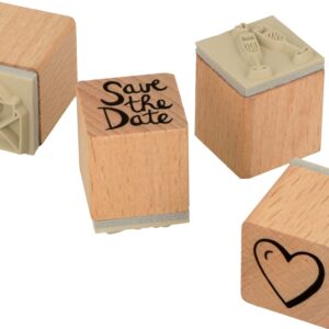 Tampons mariage - 2x2 cm - bois - Artemio