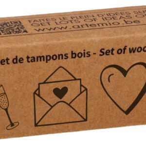 Tampons mariage - 2x2 cm - bois - Artemio