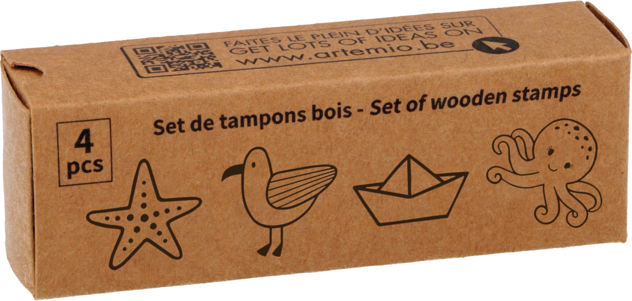Tampons vacances - 2x2 cm - bois - Artemio