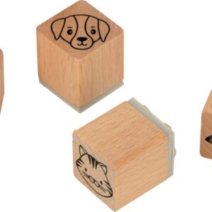 Tampons chien - 2x2 cm - bois - Artemio