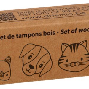 Tampons chien - 2x2 cm - bois - Artemio