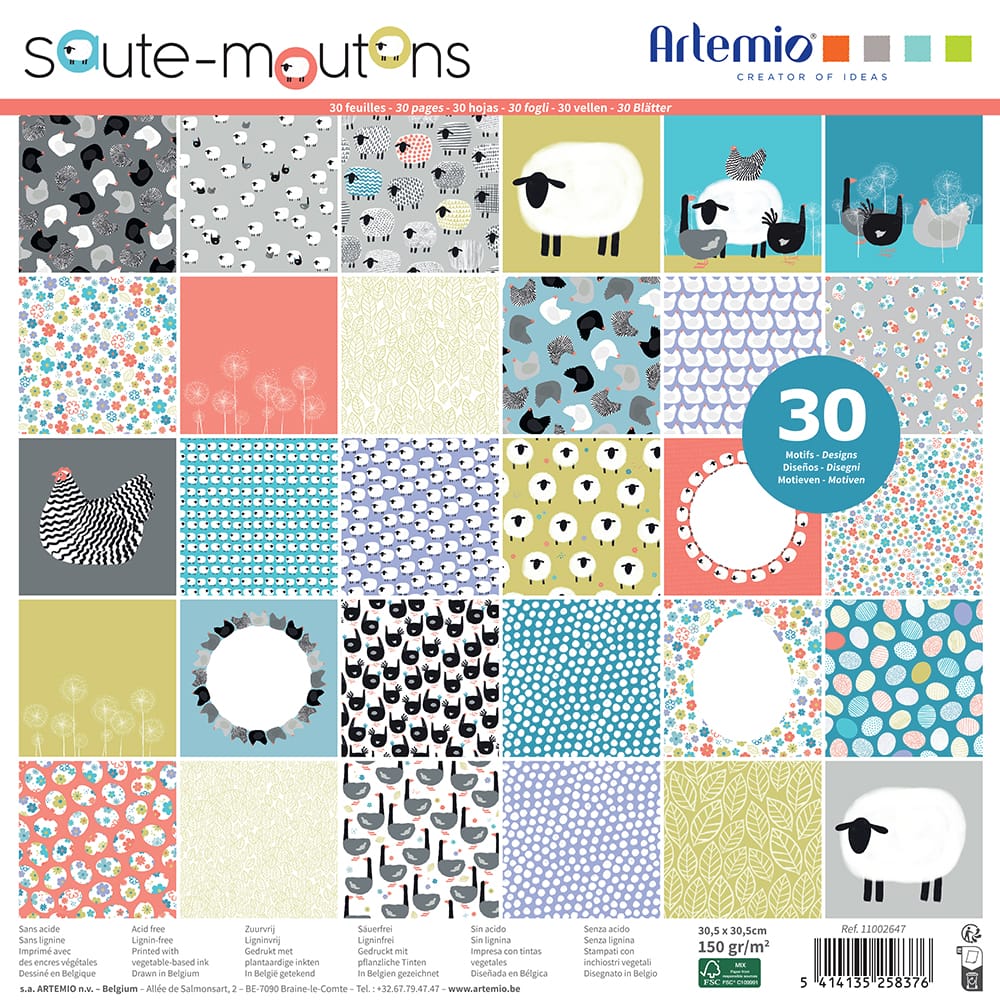 Bloc 30 feuilles saute-moutons 30x30 cm - Artemio
