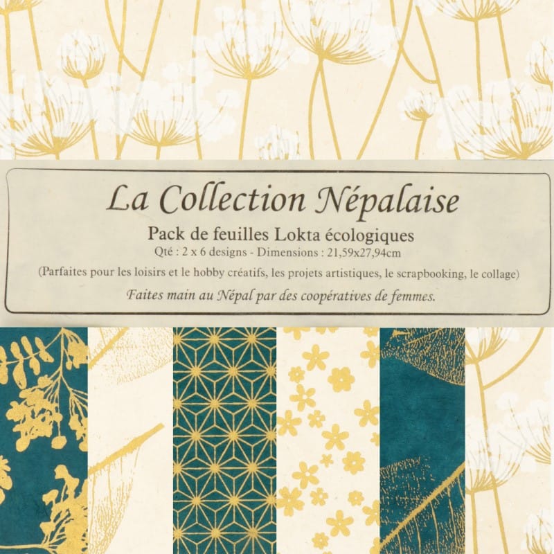 12 papiers népalais foil doré - Artemio