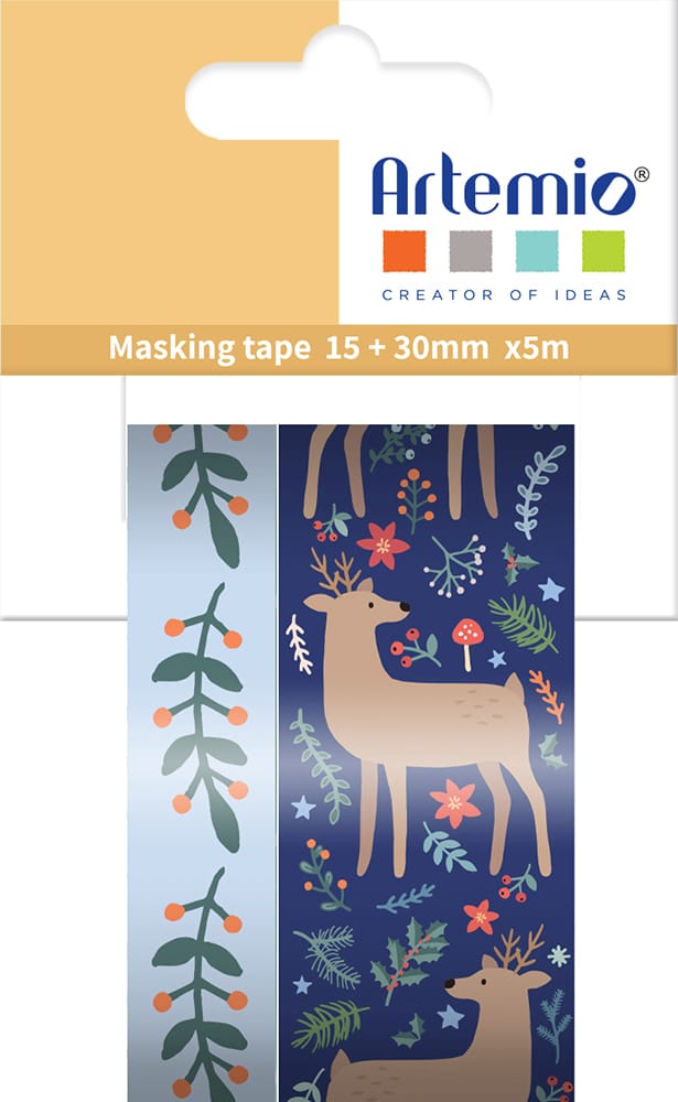 2 masking tapes Woodsy xmas - 5 m - Artemio