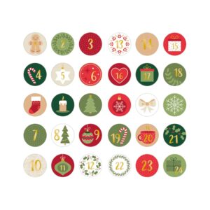 24 chiffres autocollants foil Noël - Artemio