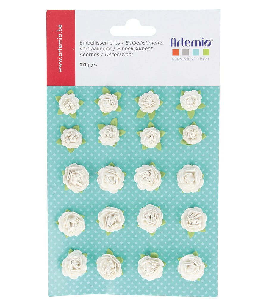 20 roses papier blanc - Artemio