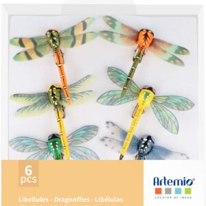 6 libellules sur pince 6,5x6,5x1,5 cm - Artemio