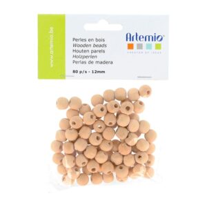 80 perles rondes bois 12 mm - Artemio