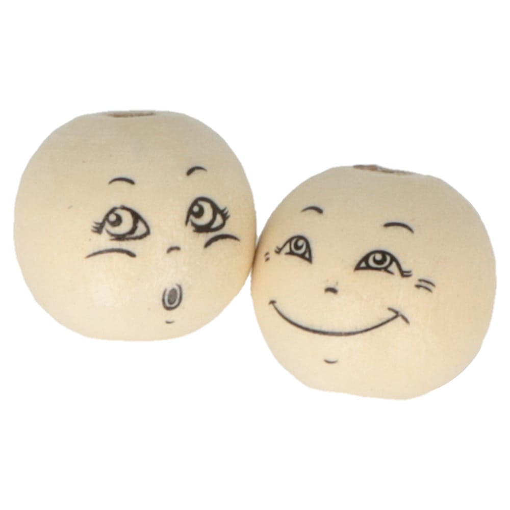 6x2 perles visage 2,2 cm - bois  - Artemio