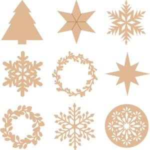 9x3 silhouettes flocons 2,5x0,2 cm - bois - Artemio