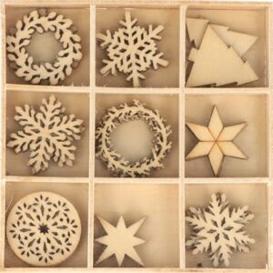 9x3 silhouettes flocons 2,5x0,2 cm - bois - Artemio