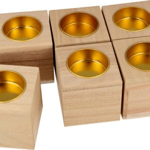 6 bougeoirs 6x6 cm bois - Artemio