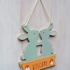 Plaque de porte lapins 25x24 cm - Artemio