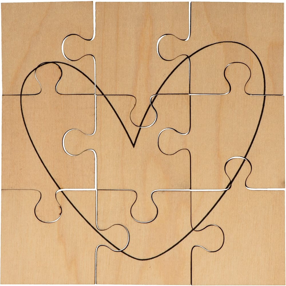 Puzzle en bois coeur 14x14 cm - Artemio