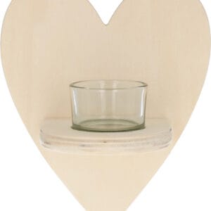 Photophore coeur en bois 14,5x18 cm - Artemio