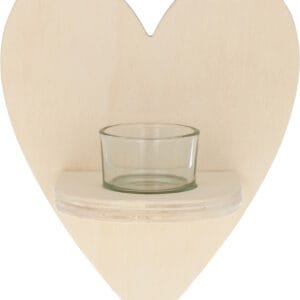Photophore coeur en bois 16,5x20 cm - Artemio