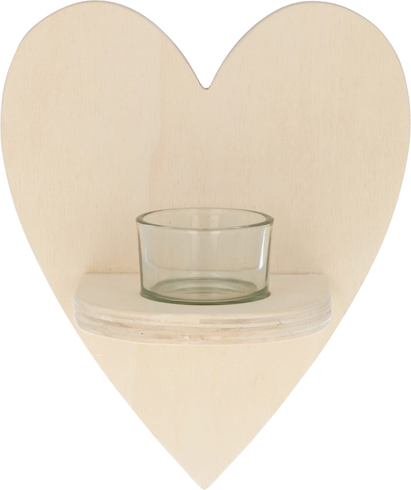 Photophore coeur en bois 16,5x20 cm - Artemio