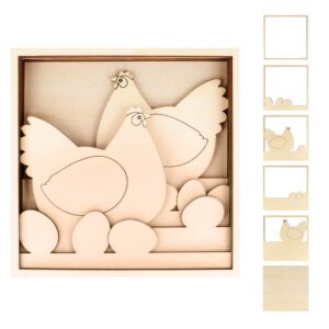 6 silhouettes en bois  poules 18x18 cm - Artemio