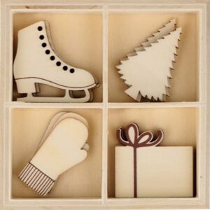 4x3 silhouettes en bois hiver - Artemio