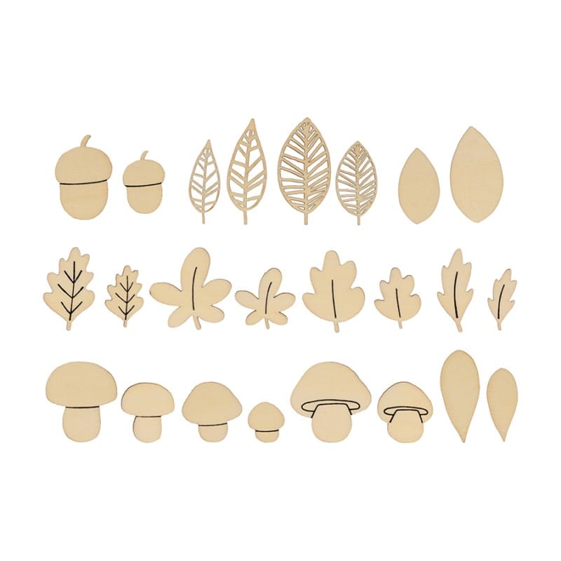 24 silhouettes en bois feuilles - Artemio