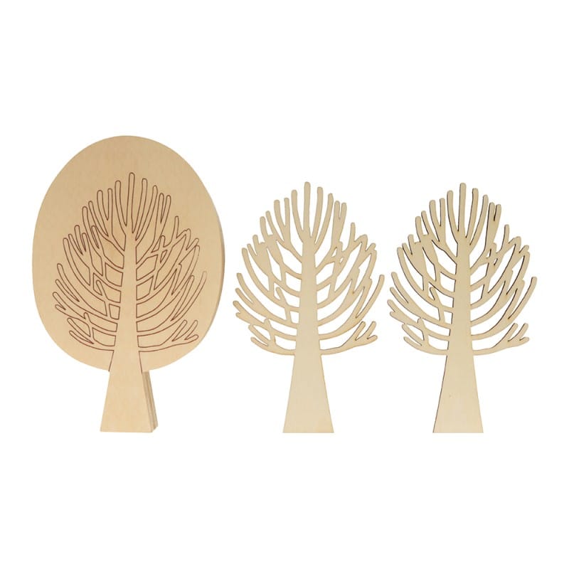 3 silhouettes arbres en bois - Artemio