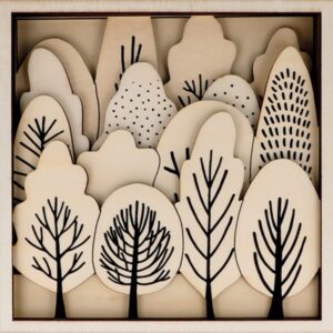 5 silhouettes en bois arbres 18x18 cm - Artemio