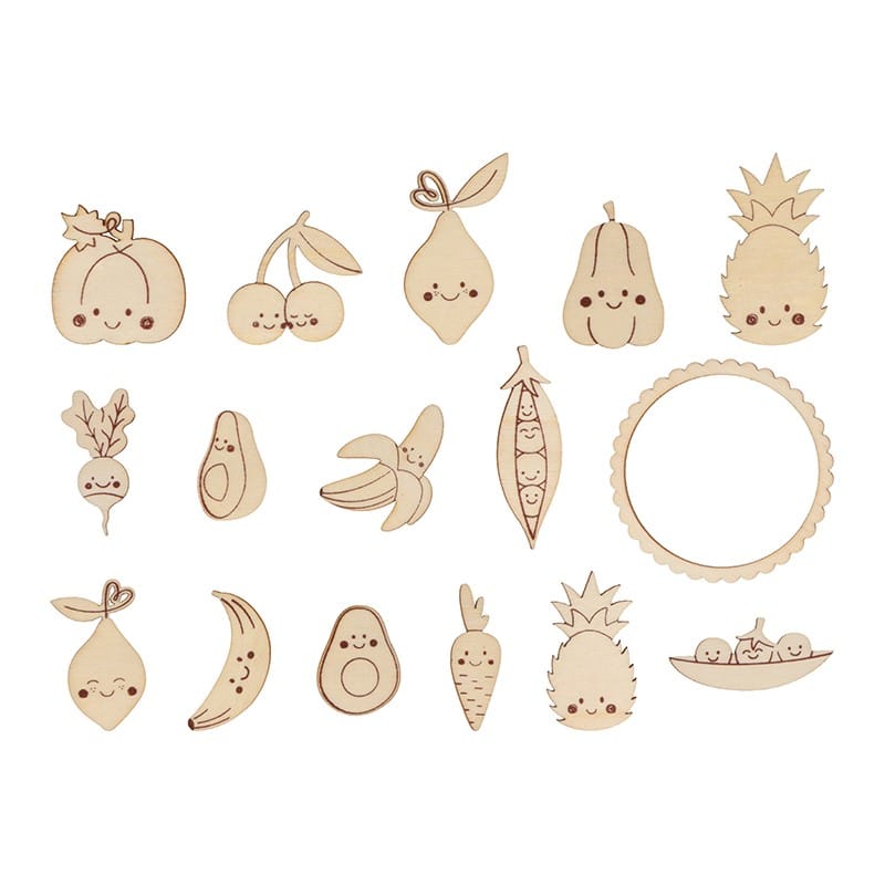 16 silhouettes fruits en bois - Artemio