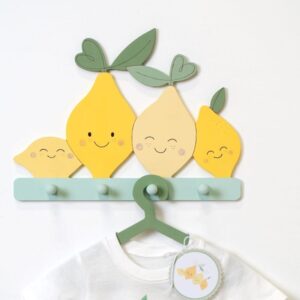 Porte-manteau citrons 30x22,5 cm en bois - Artemio