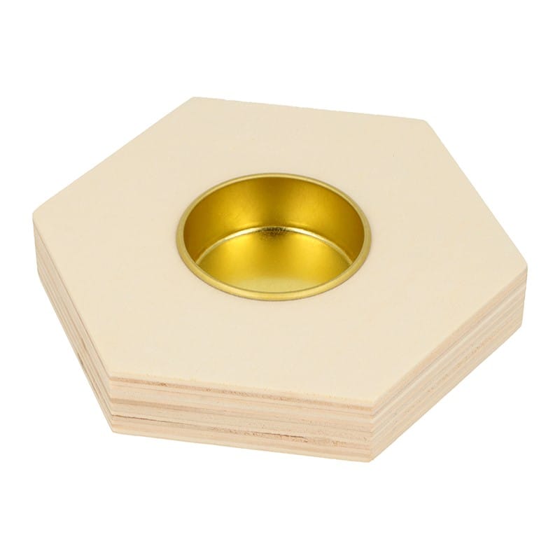 Bougeoir hexagone en bois 10x11,5 cm - Artemio