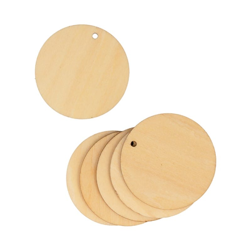  6 étiquettes rond en bois - Artemio