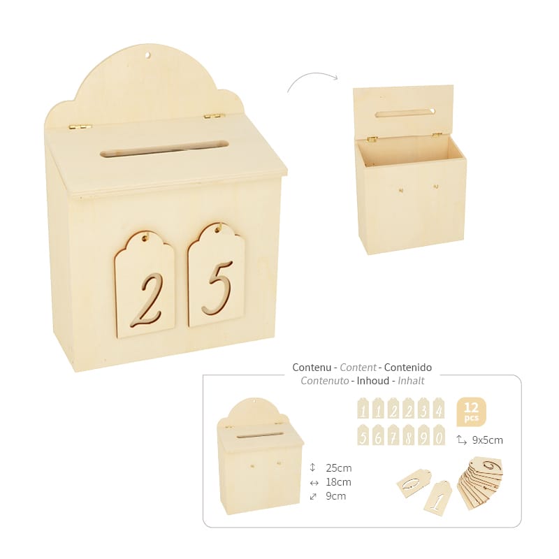 Calendrier de l'Avent boîte aux lettres 18x25x9 cm - Artemio