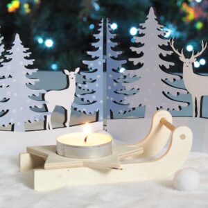 Bougeoir luge en bois 11,5x4 cm - Artemio