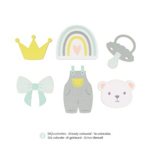 6 silhouettes colorées naissance en bois - Artemio