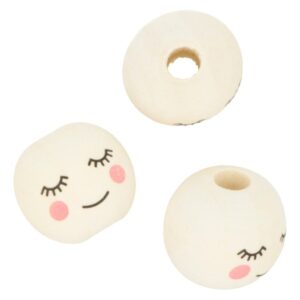 10 perles en bois visage 2 cm  - Artemio