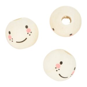 10 perles en bois visage 2 cm  - Artemio