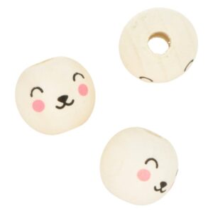10 perles en bois visage 2 cm  - Artemio
