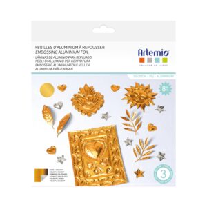 3 feuilles alu à repoousser doré 20x20 cm - Artemio