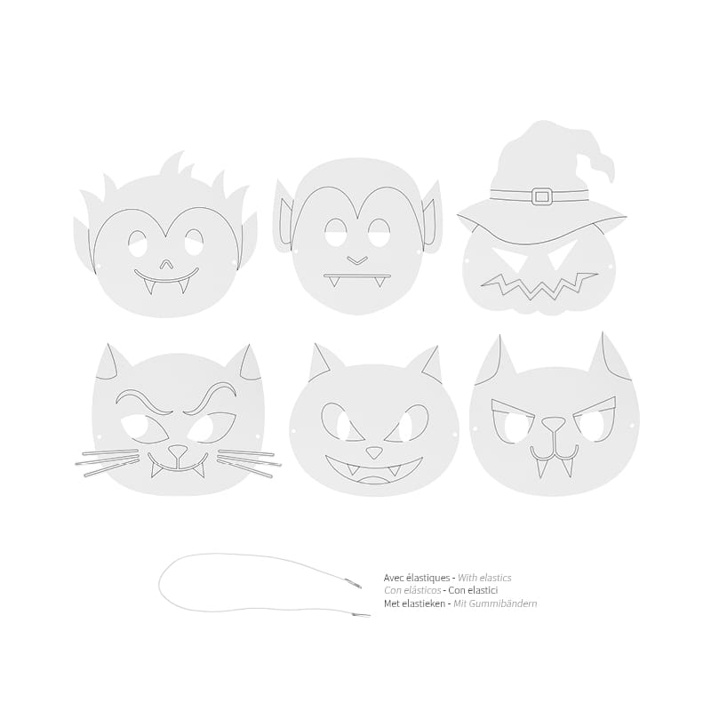 6 masques carton Halloween- Artemio