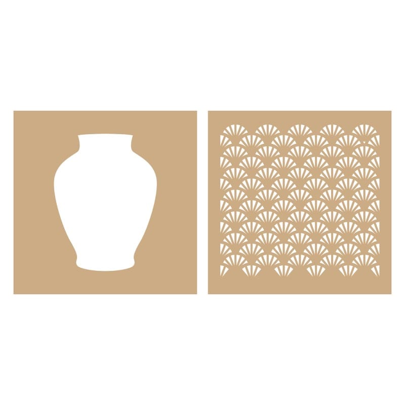 2 pochoirs kraft vase 20x20cm - Artemio